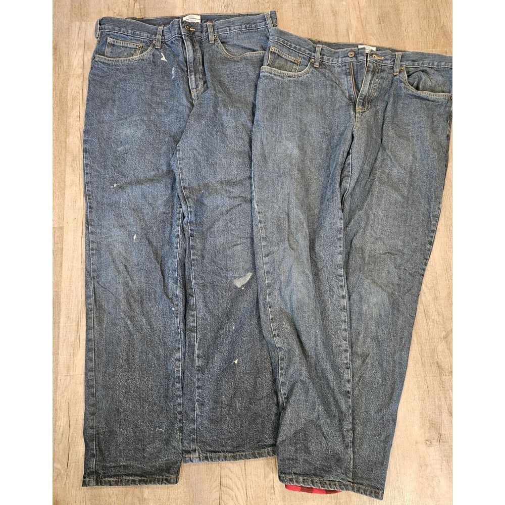 Croft & Barrow Jeans Mens 38x34 Flannel Lined Straight Fit Mid Rise Blue Denim 2